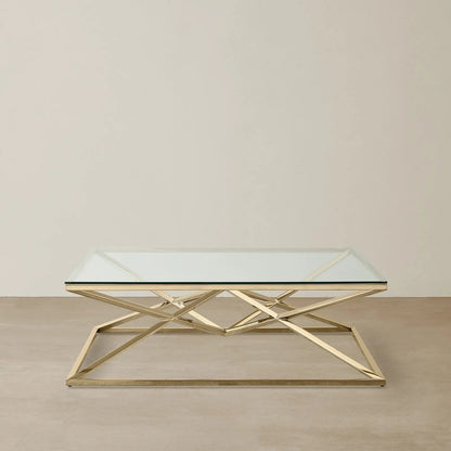 Stainless Steel and Glass Coffee Table Gold 107x35 cm