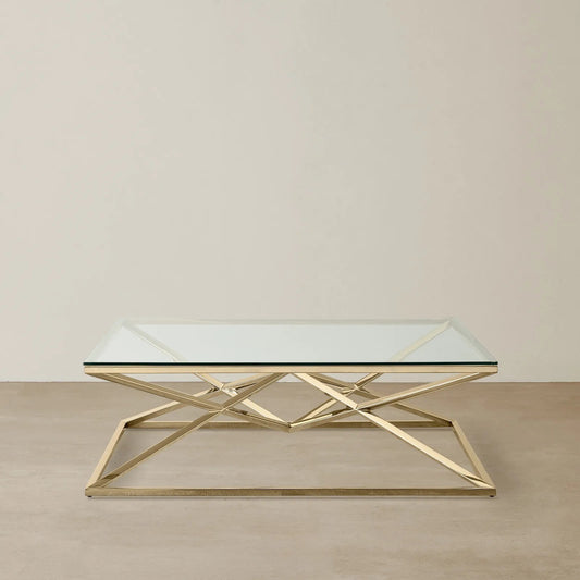 Stainless Steel and Glass Coffee Table Gold 107x35 cm