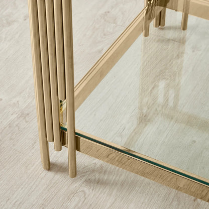 Stainless Steel and Glass Side Table Gold 55x55x55 cm