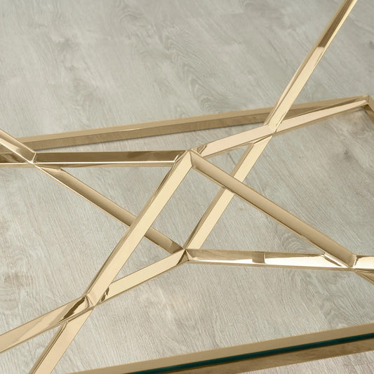 Stainless Steel and Glass Coffee Table Gold 107x35 cm