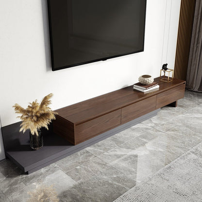 Modern Grey and Walnut Extendable TV Table with 3 Drawers 180x40x35 cm