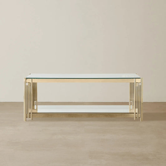 Stainless Steel and Glass Coffee Table Gold 120x60x45 cm