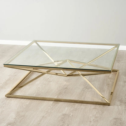 Stainless Steel and Glass Coffee Table Gold 107x35 cm