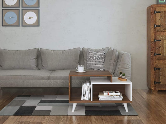 Modern White & Walnut Coffee table 100x50x50