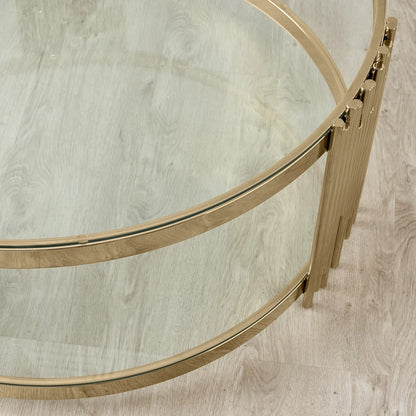 Stainless Steel and Glass Coffee Table Gold 102x46 cm