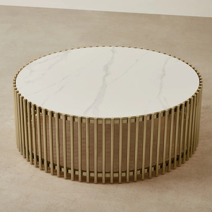 Stainless Steel and Marble Coffee Table Gold 100x40 cm