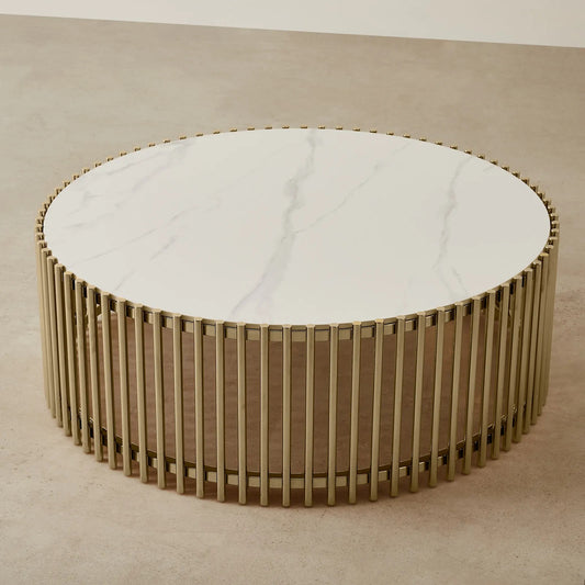 Stainless Steel and Marble Coffee Table Gold 100x40 cm