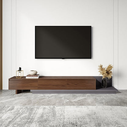 Modern Grey and Walnut Extendable TV Table with 3 Drawers 180x40x35 cm