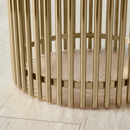 Stainless Steel and Marble Side Table Gold 50x52 cm