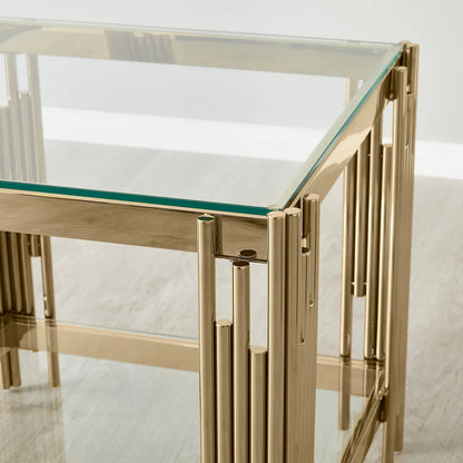 Stainless Steel and Glass Side Table Gold 55x55x55 cm