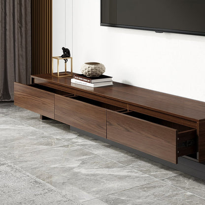 Modern Grey and Walnut Extendable TV Table with 3 Drawers 180x40x35 cm