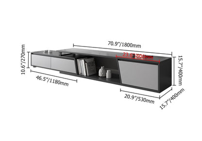 Modern Grey and White Extendable Tv Table with 3 Drawers