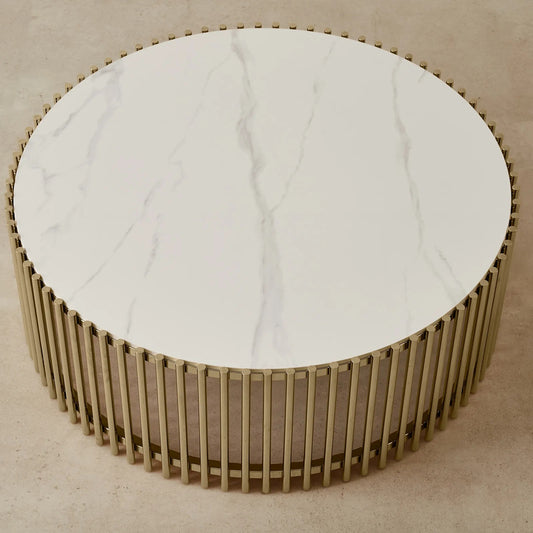 Stainless Steel and Marble Coffee Table Gold 100x40 cm