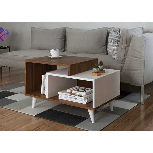 Modern White & Walnut Coffee table 100x50x50