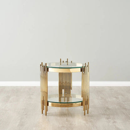 Stainless Steel and Glass Side Table Gold 50x55 cm