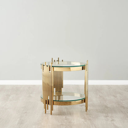 Stainless Steel and Glass Side Table Gold 50x55 cm