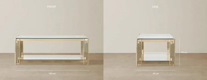 Stainless Steel and Glass Coffee Table Gold 120x60x45 cm