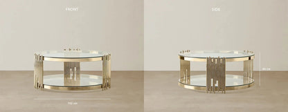 Stainless Steel and Glass Coffee Table Gold 102x46 cm