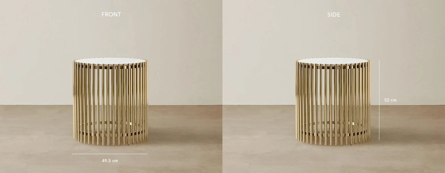 Stainless Steel and Marble Side Table Gold 50x52 cm