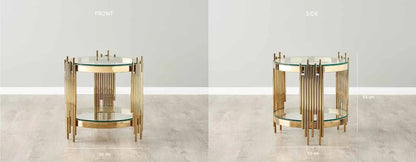Stainless Steel and Glass Side Table Gold 50x55 cm