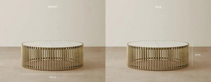 Stainless Steel and Marble Coffee Table Gold 100x40 cm