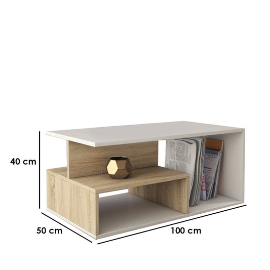 Modern Oak & White Coffee table 100x50x40